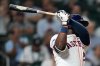 Houston Astros' Taylor Trammell hits a double off of New York Yankees relief pitcher David Bednar during the ninth inning of a baseball game Thursday, Sept. 4, 2025, in Houston. (AP Photo/Karen Warren)