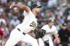 Athletics pitcher Luis Morales delivers to the Los Angeles Angels during the third inning of a baseball game Saturday, Aug. 16, 2025, in West Sacramento, Calif. (AP Photo/Sara Nevis)