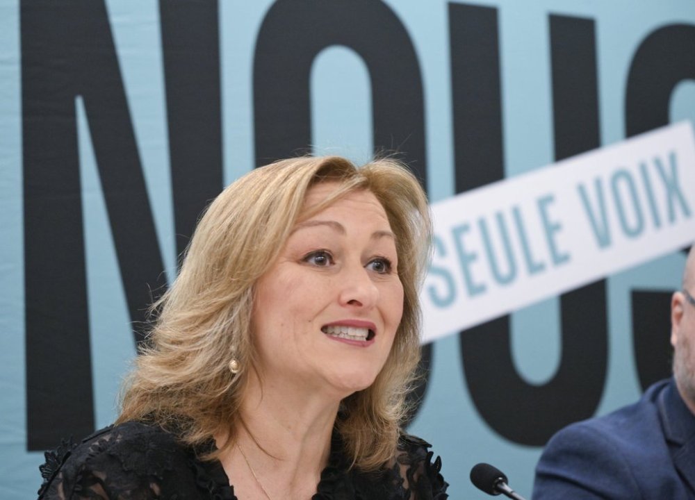 The president of the FTQ, Magali Picard, photographed during a press conference in Quebec City, on Dec. 20, 2023. THE CANADIAN PRESS/Jacques Boissinot