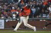 San Francisco Giants' Rafael Devers connects for a solo home run in the first inning of a baseball game against the Washington Nationals in San Francisco, Friday, Aug. 8, 2025. (Jose Carlos Fajardo/Bay Area News Group via AP)