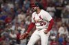 St. Louis Cardinals relief pitcher JoJo Romero celebrates after getting Chicago Cubs' Matt Shaw to ground into a force out ending a baseball game Sunday, Aug. 10, 2025, in St. Louis. (AP Photo/Jeff Roberson)