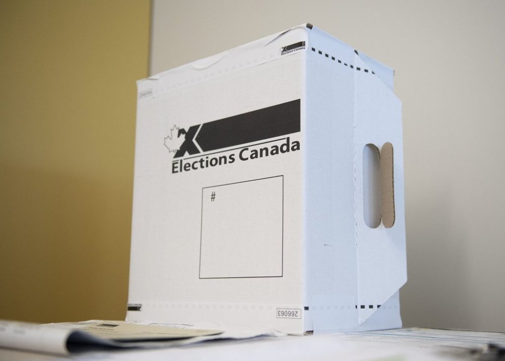 A sample ballot box is seen at Elections Canada's offices in Gatineau, Que., on Friday, Sept. 20, 2019. THE CANADIAN PRESS/Justin Tang
