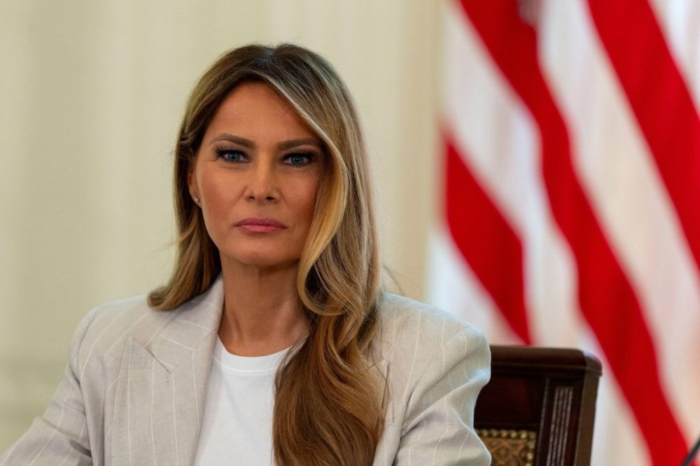 First lady Melania Trump listens during a meeting of the White House Task Force on Artificial Intelligence Education in the East Room of the White House, Thursday, Sept. 4, 2025, in Washington. (AP Photo/Alex Brandon)