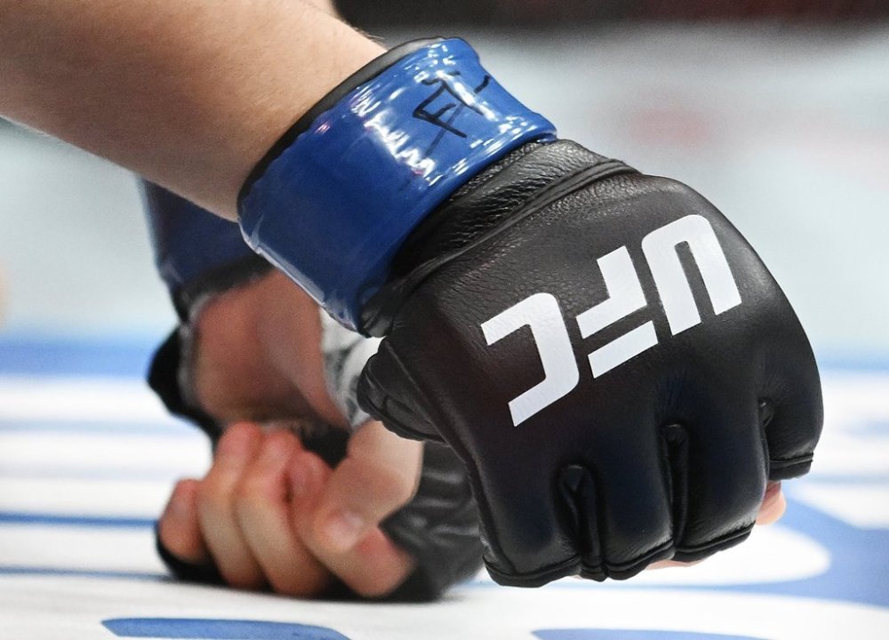 UFC branding on a glove at UFC 315 in Montreal, Saturday, May 10, 2025. THE CANADIAN PRESS/Graham Hughes