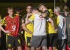 Borussia Dortmund’s Niklas Süle leaves the pitch injured after being substituted during a soccer match against Juventus, Sunday, Aug. 10, 2025 in Dortmund, Germany. (Bernd Thissen/dpa via AP)