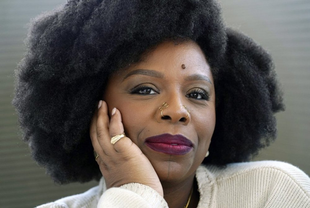 FILE - Artist Patrisse Cullors poses for a portrait at her studio, March 24, 2023, in Los Angeles. (AP Photo/Chris Pizzello, file)