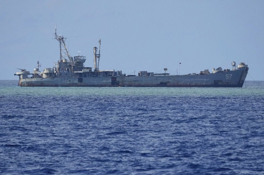 FILE - A Philippine navy ship BRP Sierra Madre is seen at the Second Thomas Shoal locally known as Ayungin Shoal at the South China Sea on April 23, 2023. (AP Photo/Aaron Favila, File)