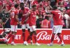 Nottingham Forest's Dan Ndoye, centre, celebrates after scoring his side's second goal during the English Premier League soccer match between Nottingham Forest and Brentford at City Ground, Nottingham, England, Sunday Aug. 17, 2025. (Bradley Collyer/PA via AP)