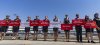Air Canada flight attendants hold a silent protest at Montreal-Pierre Elliott Trudeau International Airport in Montreal, on Monday, Aug. 11, 2025. THE CANADIAN PRESS/Christinne Muschi
