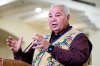 Manitoba Métis Federation president David Chartrand speaks during a press conference ahead of a meeting on the federal government's major projects legislation in Ottawa on Wednesday, Aug. 6, 2025. THE CANADIAN PRESS/Spencer Colby