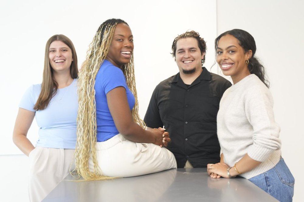 Medical students, left to right, Vanessa Wilson, Zaynashae Boreland, Adrian Sejdijaj and Samah Osman are photographed at the TMU medical school in Brampton, Ont., on Thursday, Aug. 28, 2025. THE CANADIAN PRESS/Chris Young