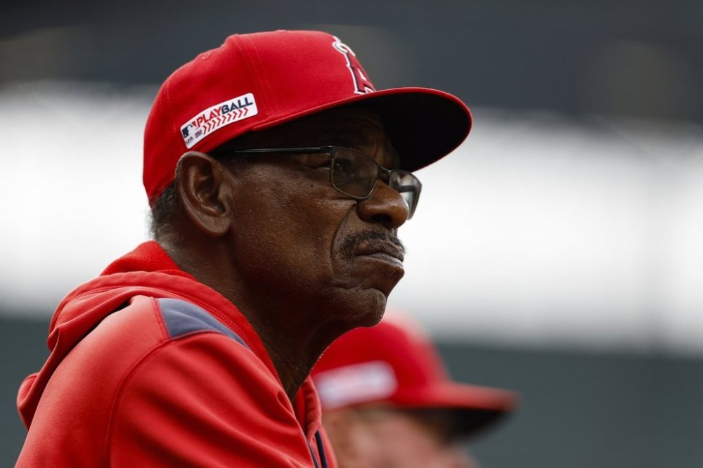 FILE - Los Angeles Angels manager Ron Washington looks on from the dugout during a baseball game against the Baltimore Orioles in Baltimore, June 14, 2025. (AP Photo/Terrance Williams, file)