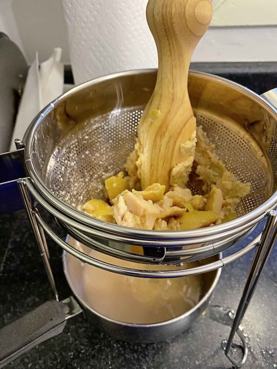 Some of the pears that were ripe or on the verge of being overripe were processed into the spiced pear butter. (Julia Ryckman photo)