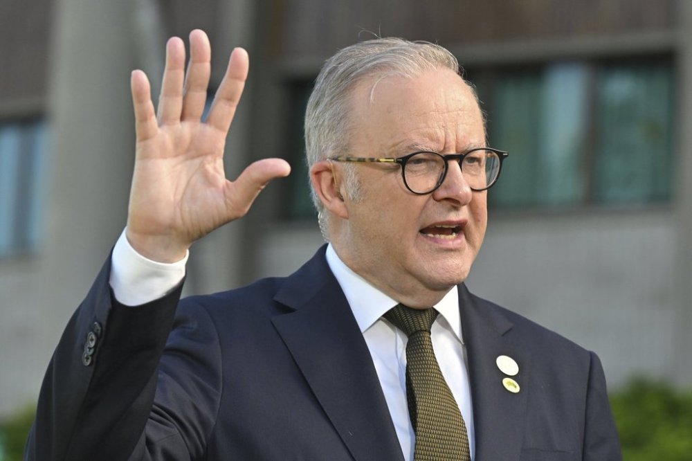 Australia's Prime Minister Anthony Albanese is interviewed for breakfast television in Port Moresby, Papua New Guinea, Tuesday, Sept. 16, 2025. Papua New Guinea celebrates 50 years of independence. (Mick Tsikas/AAP Image via AP)