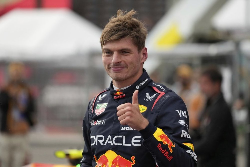 Red Bull driver Max Verstappen of the Netherlands reacts after the qualifying for the Azerbaijan Formula One Grand Prix in Baku, Azerbaijan, Saturday, Sept. 20, 2025. (AP Photo/Darko Bandic)