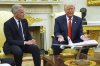 President Donald Trump meets Canadian Prime Minister Mark Carney in the Oval Office of the White House, Tuesday, May 6, 2025, in Washington. (AP Photo/Evan Vucci)