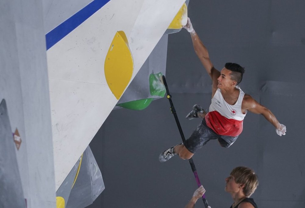 Canada's Sean McColl competes in Bouldering at the Men’s Combined Sport Climbing event during the summer Tokyo Olympics in Tokyo, Japan on Tuesday, August 3, 2021. THE CANADIAN PRESS/Nathan Denette