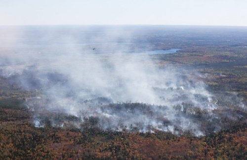 The Lake George wildfire burns near Aylesford, N.S., in this Friday, Oct. 3, 2025, handout photo. THE CANADIAN PRESS/Handout  - Province of Nova Scotia (Mandatory Credit)
