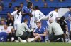 Chelsea's Liam Delap receives medical treatment after sustaining an injury during the English Premier League soccer match between Chelsea and Fulham at Stamford Bridge stadium in London, Saturday, Aug 30, 2025. (AP Photo/Ian Walton)