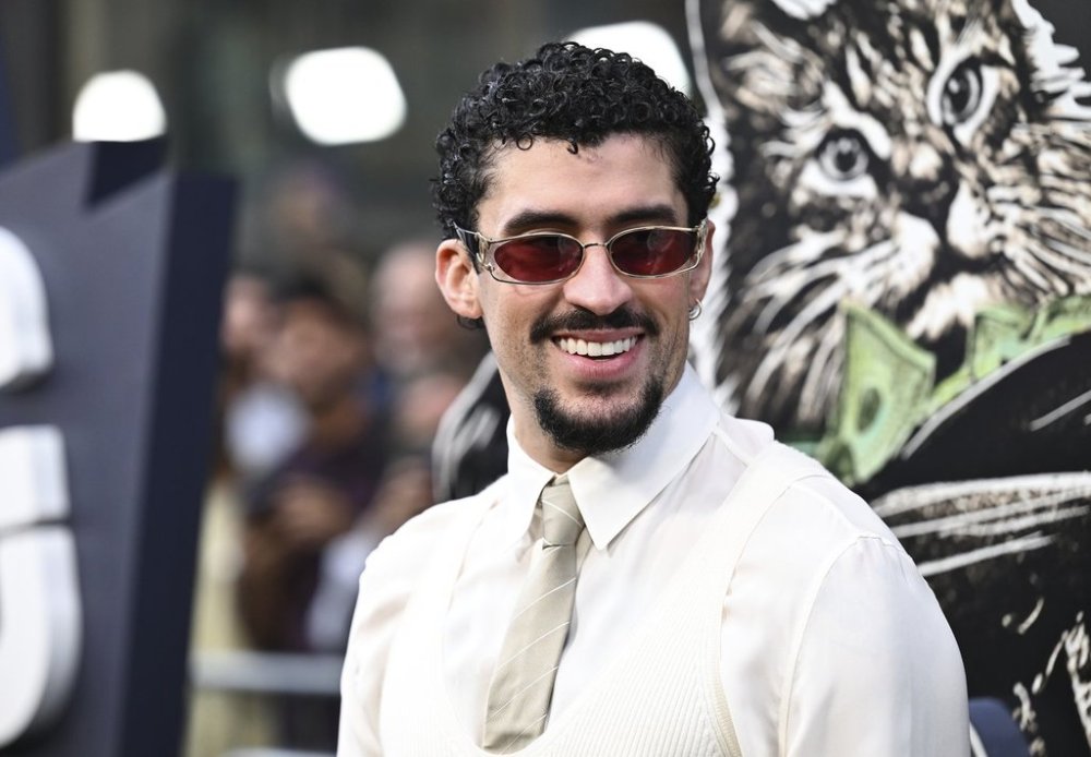 FILE - Benito Antonio Martinez Ocasio, also known as Bad Bunny, attends the premiere of
