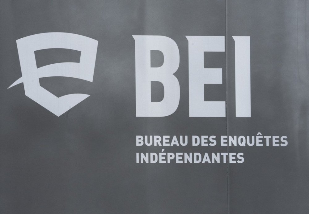 A logo for BEI, Quebec’s independent police bureau, is seen in Louiseville, Que., Tuesday, March 28, 2023. THE CANADIAN PRESS/Ryan Remiorz