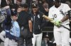 Chicago White Sox manager Will Venable, right, argues with home plate umpire Vic Carapazza after he ejected during the sixth inning of a baseball game against the Tampa Bay Rays in Chicago, Tuesday, Sept. 9, 2025. (AP Photo/Nam Y. Huh)