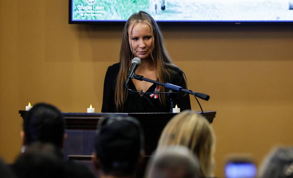 JOHN WOODS / FREE PRESS
Steffen Skjottelvik’s sister Henriette speaks during the service.