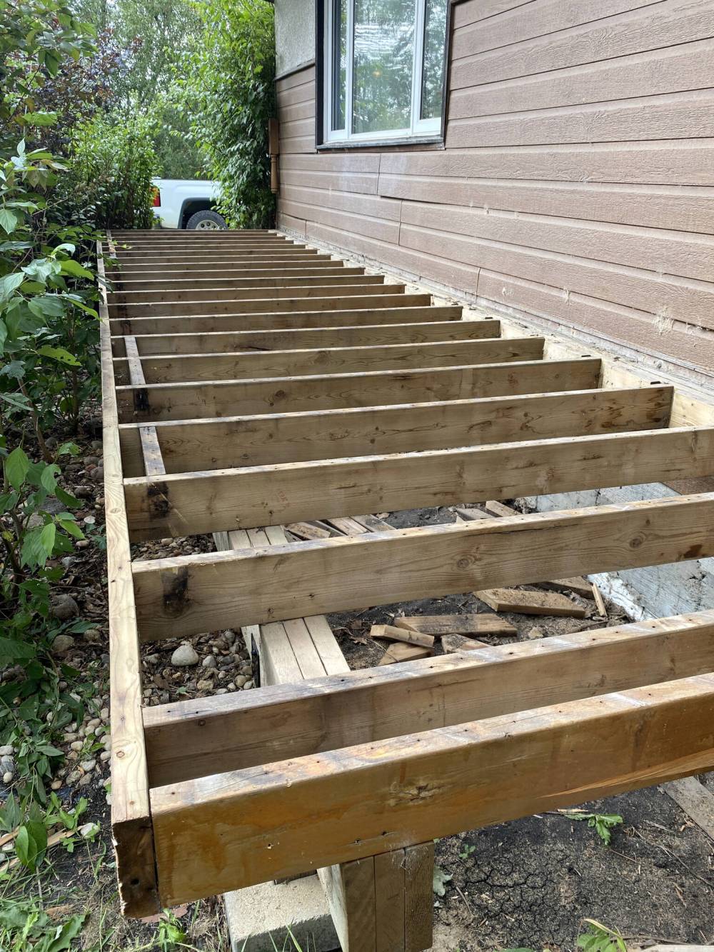 A close examination revealed that the beam and joists could be recycled for the upgrade.