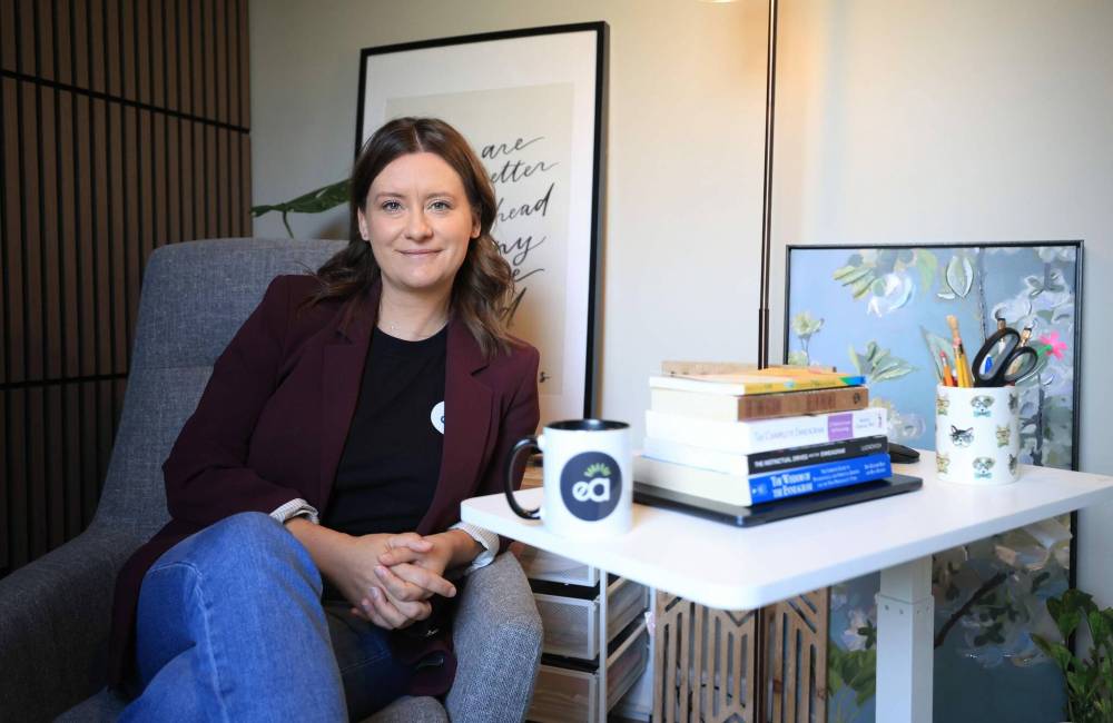 Ruth Bonneville / Free Press
Tamara Kroeker in her home office in Winnipeg. Kroeker runs a business called Enneagram Aware, which she started after leaving a 13-year career as a school music teacher.