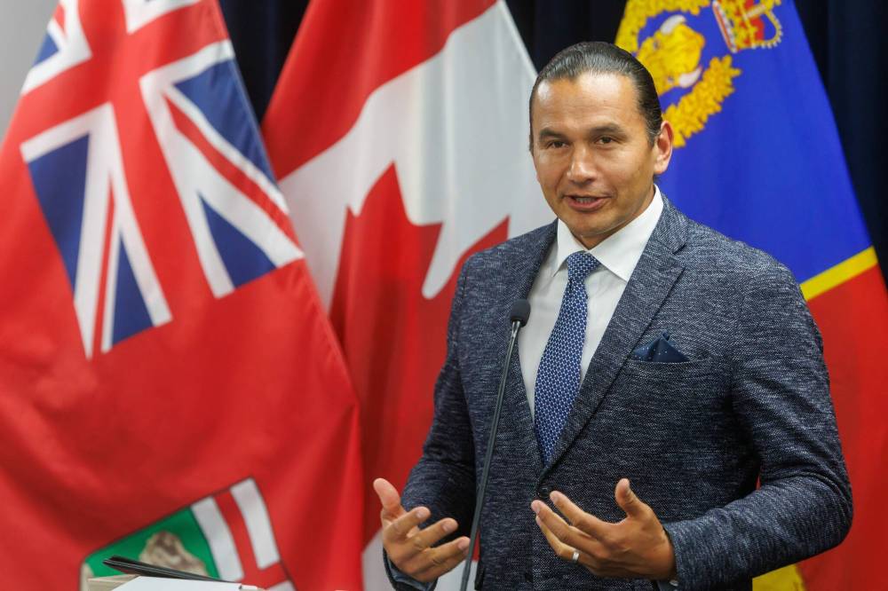 MIKE DEAL / FREE PRESSPremier Wab Kinew speaks during the news conference.