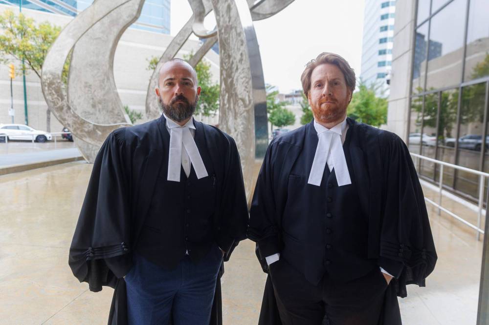 MIKE DEAL / FREE PRESS
Ben Wickstrom (right), a prosecutor and spokesman for the Manitoba Crown Attorney Association, and Michael Desautels (left), a senior prosecutor and president of the Manitoba Crown Attorney Association.