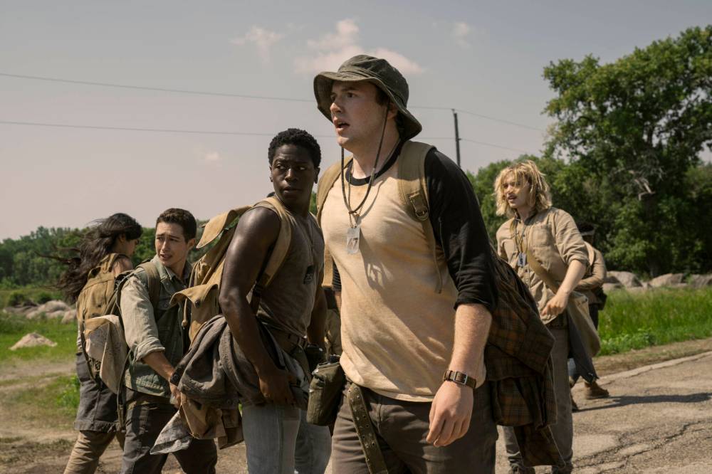 Murray Close / Lionsgate
From left: Joshua Odjick, Jordan Gonzalez, David Jonsson, Cooper Hoffman and Charlie Plummer have to walk to survive.