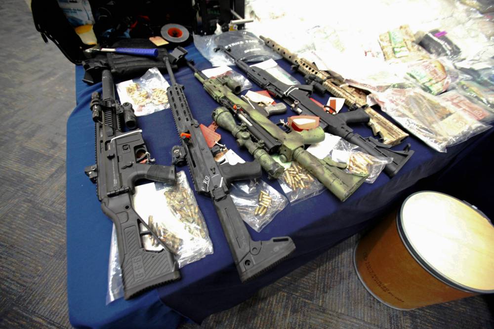 ERIK PINDERA / FREE PRESS FILES
Firearms and ammunition at RCMP D Division Headquarters, seized as part of Project Divergent.