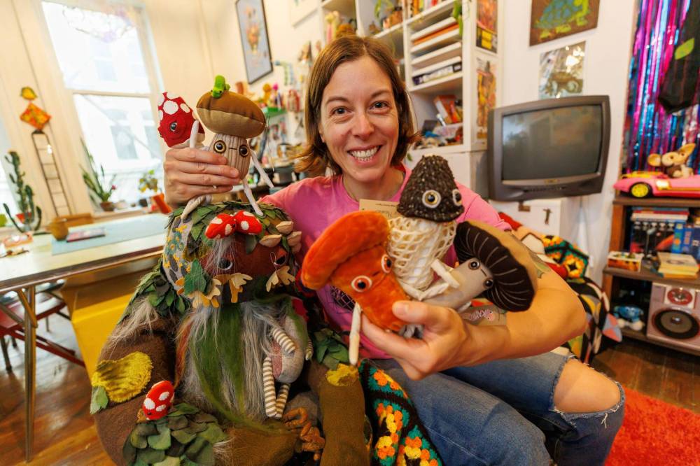 MIKE DEAL / FREE PRESS
Artist Kami Goertz creates anthropomorphic soft toys and action figures using vintage and reclaimed materials in her Exchange District studio.