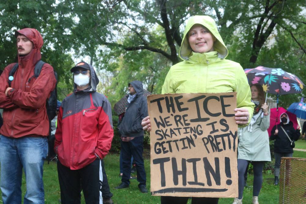 NICOLE BUFFIE / FREE PRESS
Protester Ashley Blackshaw drove to Winnipeg from Starbuck to attend Saturday’s rally.