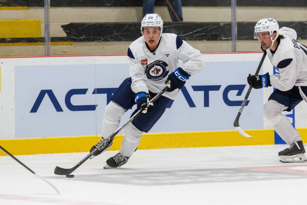 MIKE DEAL / FREE PRESS
Winnipeg Jets forward Parker Ford has an extra bounce in his step after recovering from an upper-body injury that required surgery.