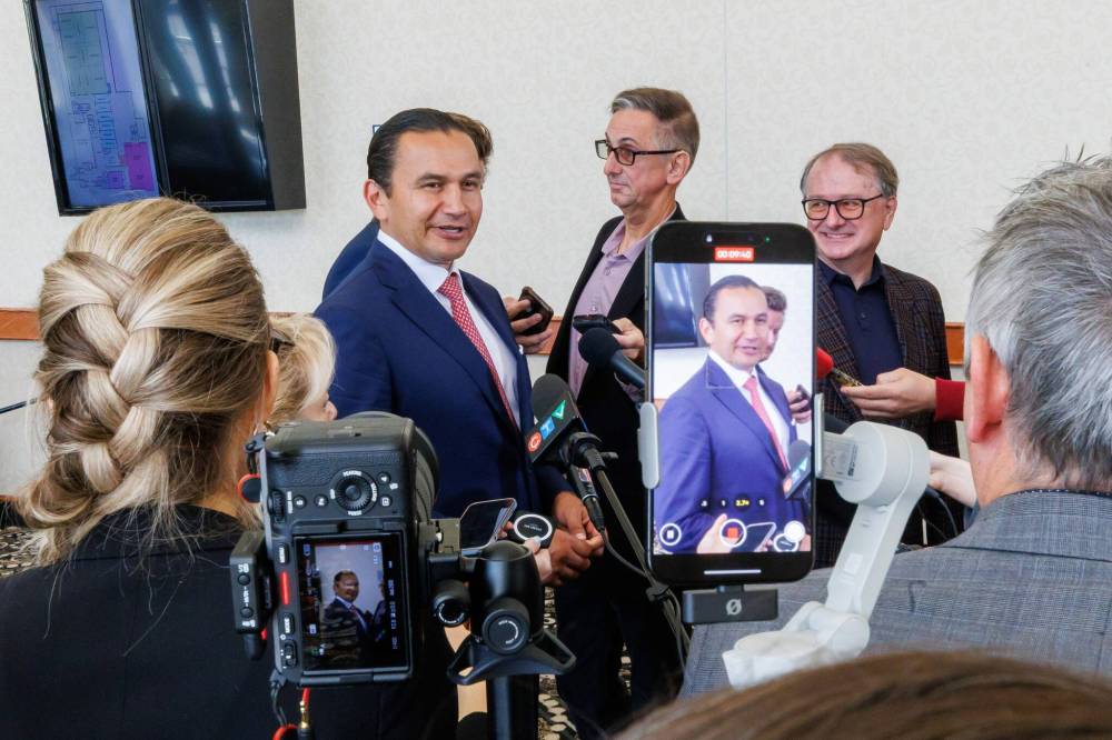 MIKE DEAL / FREE PRESS
“Let’s make Manitoba more productive,” Premier Wab Kinew told the crowd Thursday.
