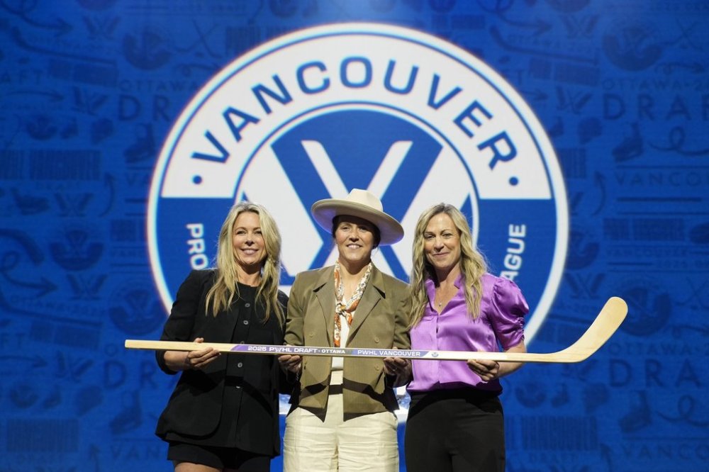 PWHL Vancouver select forward Michelle Karvinen during the first round of PWHL draft in Ottawa, Tuesday June 24, 2025. THE CANADIAN PRESS/Adrian Wyld