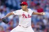 Philadelphia Phillies starting pitcher Ranger Suarez delivers during the first inning of a baseball game against the New York Mets, Tuesday, Sep. 9, 2025, in Philadelphia. (AP Photo/Chris Szagola)
