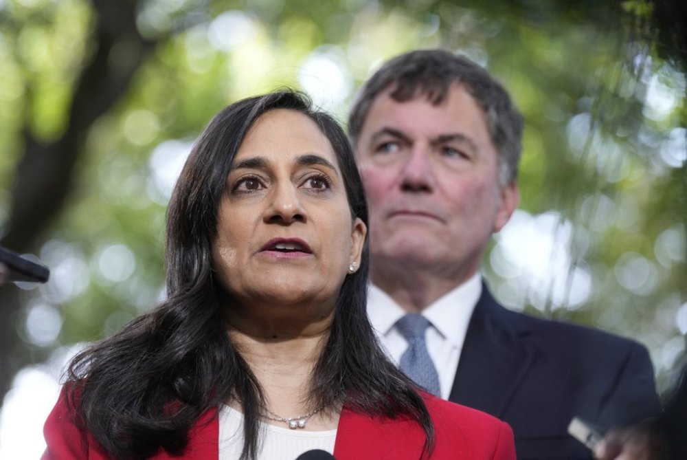 Foreign Affairs Minister Anita Anand and King's Privy Council President and Canada-U.S. Trade Minister Dominic LeBlanc speak with the media in Mexico City, Friday Sept.19, 2025. THE CANADIAN PRESS/Adrian Wyld