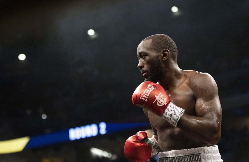 FILE - Terence Crawford fights David Avanesyan during a WBO welterweight title boxing bout on Saturday, Dec. 10, 2022, in Omaha, Neb. (AP Photo/Rebecca S. Gratz, File)