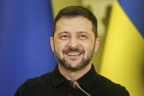 Ukraine's President Volodymyr Zelenskyy speaks during a joint press conference with European Parliament President Roberta Metsola in Kyiv, Ukraine, Wednesday, Sept. 17, 2025. (AP Photo/Evgeniy Maloletka)