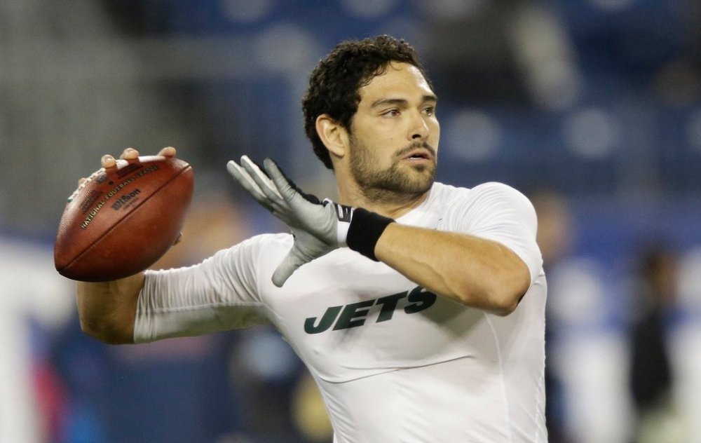 FILE - New York Jets quarterback Mark Sanchez warms up before an NFL football game between the Jets and the Tennessee Titans on Monday, Dec. 17, 2012, in Nashville, Tenn. (AP Photo/Wade Payne, File)