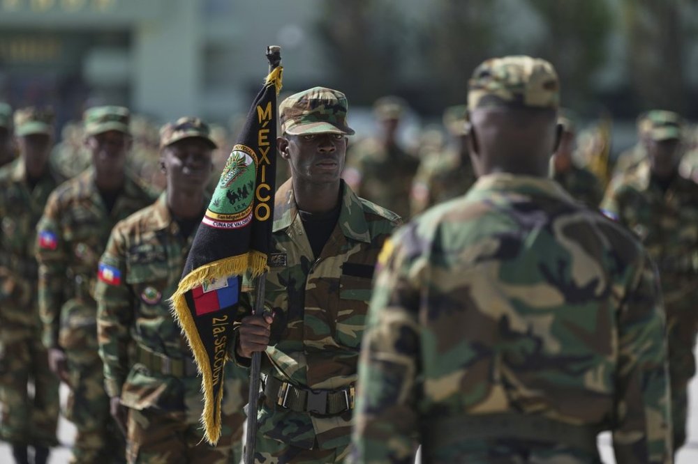 Haitian soldiers attend a closing ceremony at the end of their military training provided by the Mexican Army, in San Miguel de los Jagueyes, Mexico, Friday, Sept. 19, 2025. (AP Photo/Eduardo Verdugo)