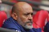 FILE =Nottingham Forest's head coach Nuno Espirito Santo sits before the English FA Cup semifinal soccer match between Nottingham Forest and Manchester City at Wembley stadium in London, Sunday, April 27, 2025. (AP Photo/Kirsty Wigglesworth,File)