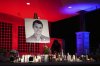 A photo of Charlie Kirk, the CEO and co-founder of Turning Point USA who was shot and killed, stands at his vigil, Thursday, Sept. 11, 2025, in Orem, Utah. (AP Photo/Lindsey Wasson)