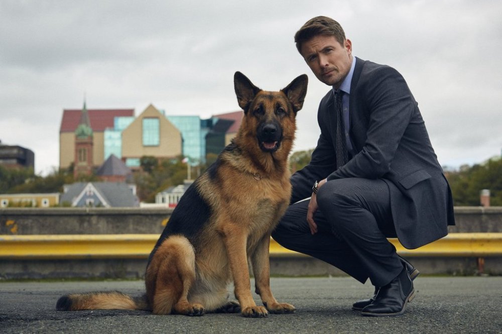Actor John Reardon and his German shepherd co-star Diesel vom Burgimwald are shown in this undated handout image from the TV series