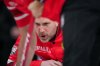 Canada skip Brad Gushue calls out to the sweepers while playing Team Manitoba-Dunstone during the playoffs at the Montana's Brier in Kelowna, B.C., on March 8, 2025. THE CANADIAN PRESS/Darryl Dyck
