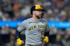 FILE - Milwaukee Brewers' Rhys Hoskins runs during the sixth inning in the second baseball game of a doubleheader against the New York Mets July 2, 2025, in New York. (AP Photo/Frank Franklin II, File)
