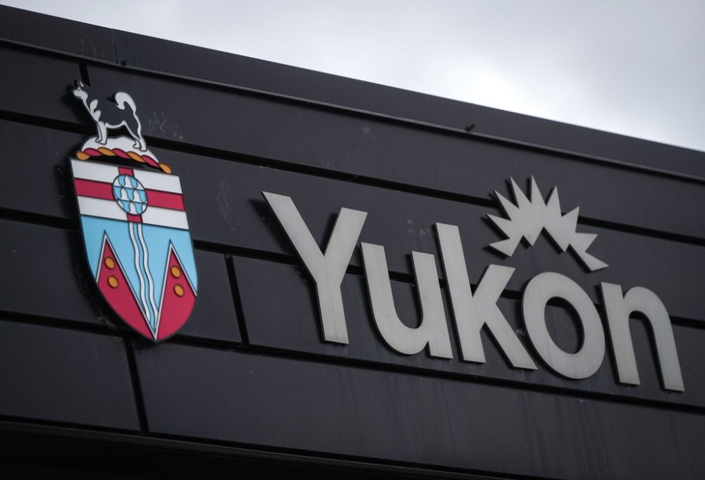 The coat of arms of Yukon is seen on the outside of the Yukon Legislative Building in Whitehorse, on Wednesday, July 23, 2025. THE CANADIAN PRESS/Darryl Dyck